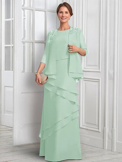 the Bride Dress Suit Piece Elegant Mother of Formal Two A-Line