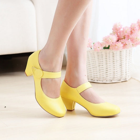 Yellow Mary Shoes Round Women's Toe – Jane