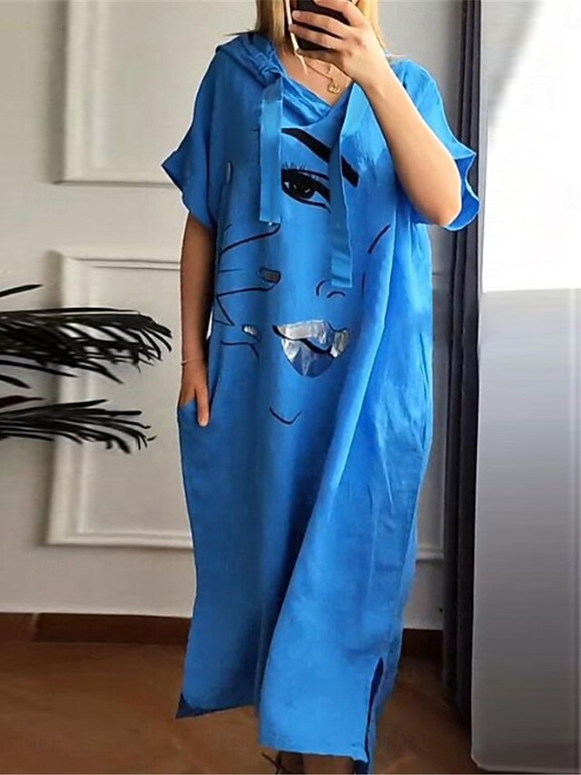 Women's Maxi Dress Faux Cotton Linen Casual Dress Stylish