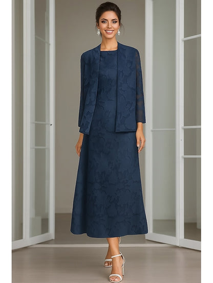 of the Mother Bride Blue Dress Pink A-Line Piece Two Sets