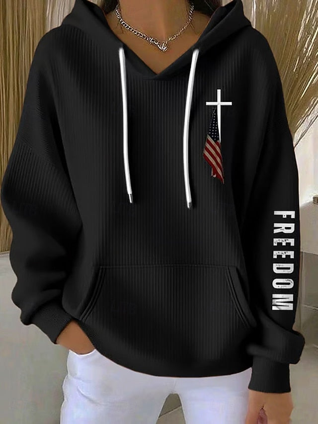 Women's Pullover Hoodie Sweatshirt Graphic Letter Casual
