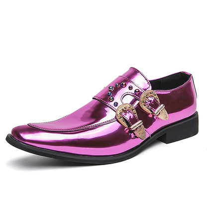 Buckle Dress Pink – Metallic Men's Shoes Fashion Loafers