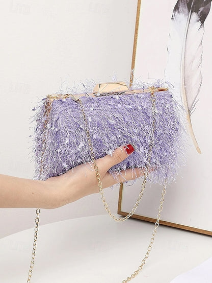 Clutch Chain Evening with Feathered Chic Women's Strap
