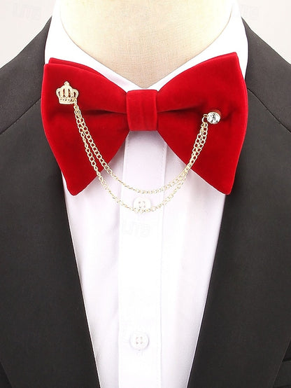 Detail Tie Velvet Men's – Bow and with Crown Chain