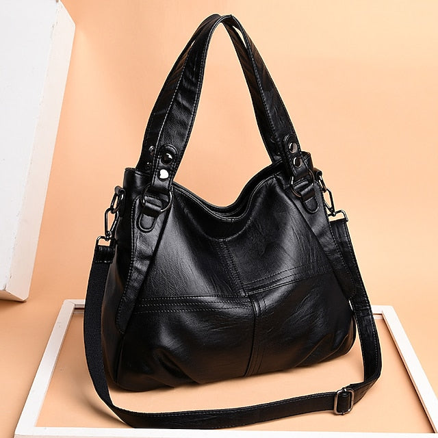 Women's Faux Leather – Burgundy Bag Large Shoulder
