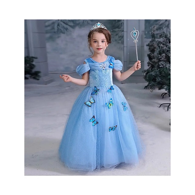 Flower Costume Princess Frozen Party Elsa Girl Dress Theme Tulle
