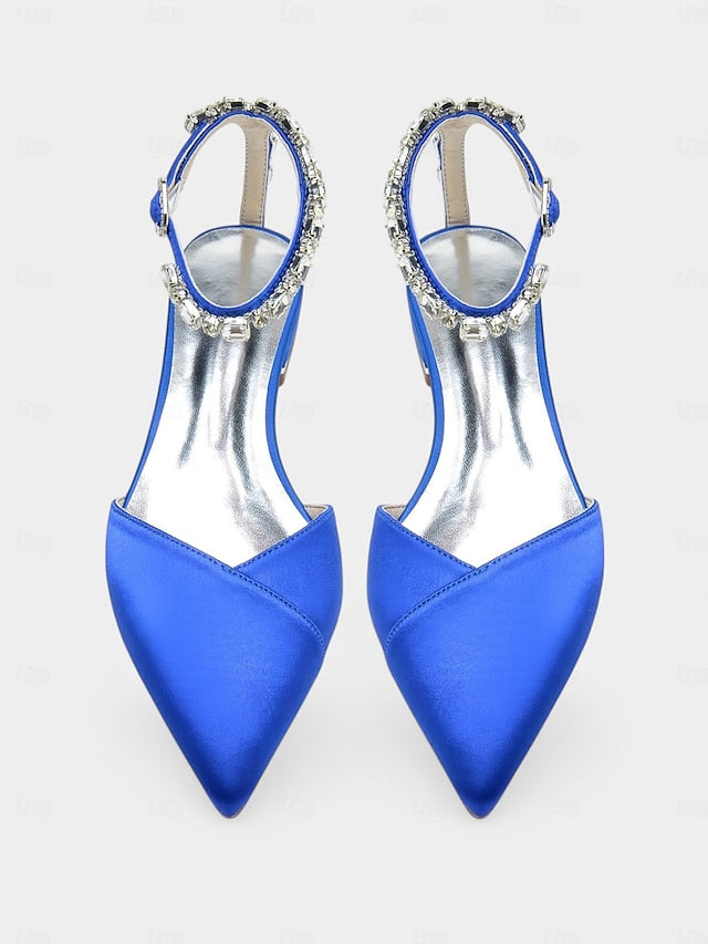 Crystal-Ankle Strap Satin – Chic Black Wedding with Shoes