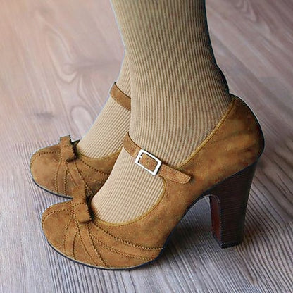 Heels Jane Black with Bow Suede Red Detail and Women's Mary