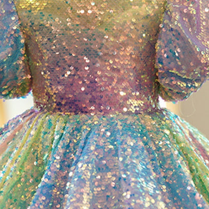 Summer 3D colour Wedding Sleeve Spring Short Girls' Dress