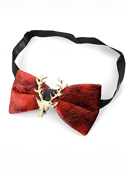 Gold Tie Pin Head Velvet with Men's Bow Deer