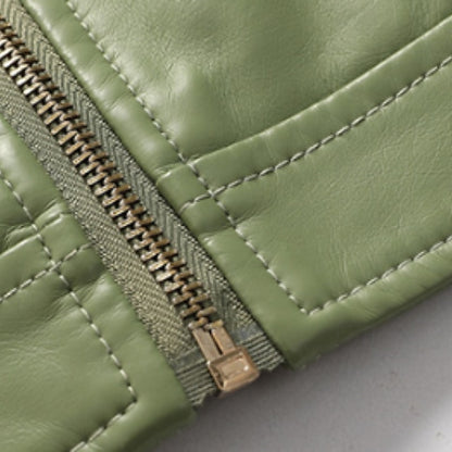 Women's Faux Zipper Comfortable Jacket Leather Pocket