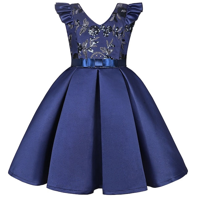 Kids Formal Sleeveless Party Girls' Solid Dress Color