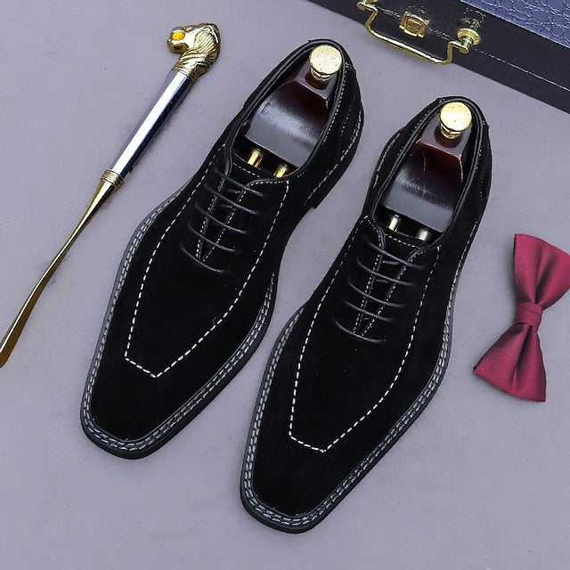 Men's Derby - Shoes Suede Classic Leather Genuine Cowhide