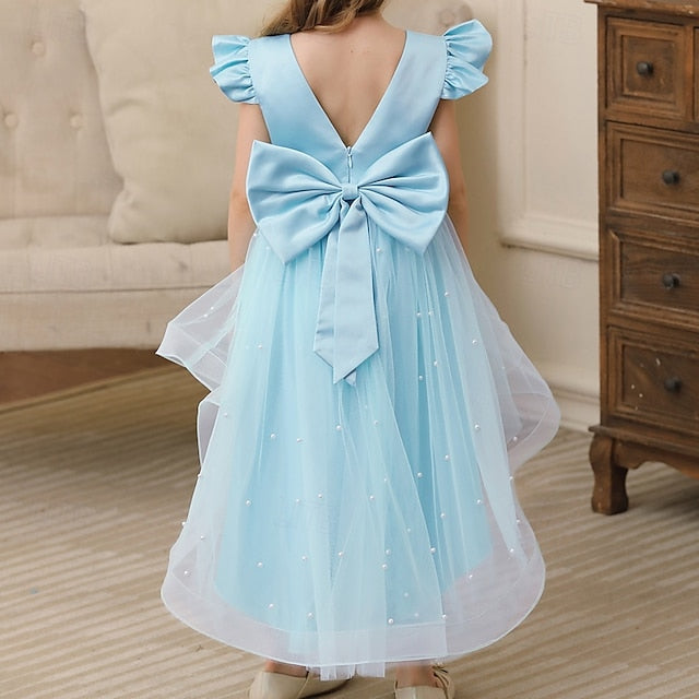 Girl Dress Solid Color Girls' Flower Party Kids