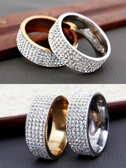 Rings Pave Full Wide Men's Band with Rhinestone