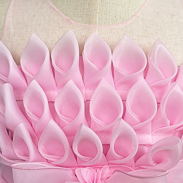 Girl Girls' Solid Flower Kids Dress Colored