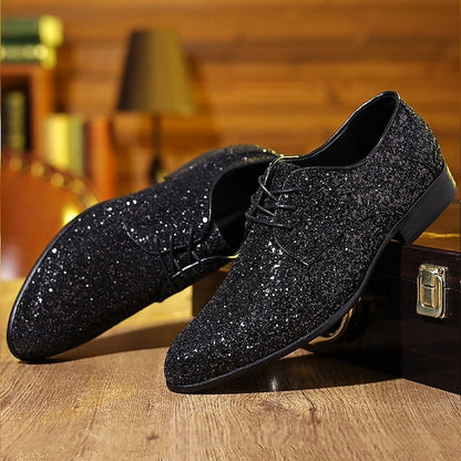 Men's Shoes Bold – Glitter Lace-up Party Purple Statement