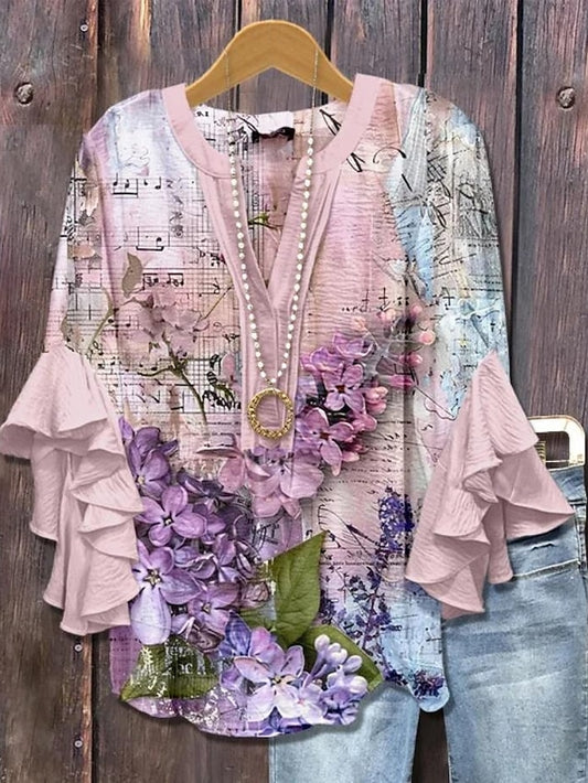 Women's Blouse V Neck Floral Graphic Paisley Bohemia