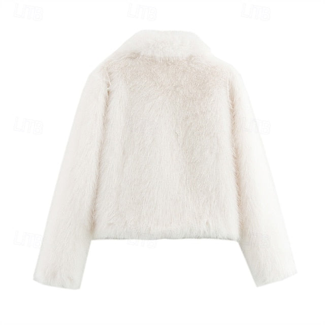 Buttons Comfortable Coat Furs Women's Warm Fur Faux