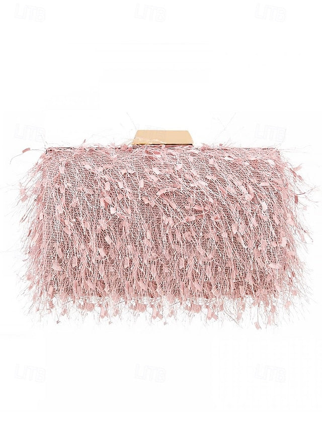 Clutch Chain Evening with Feathered Chic Women's Strap