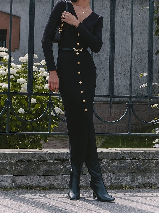 Women's Sweater Dress Elegant Casual Soft Solid Color Pure