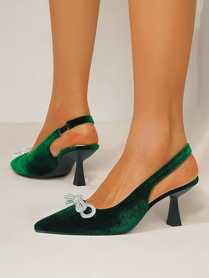 Toe Velvet Heels – Slingback Women's Pointed Cocktail