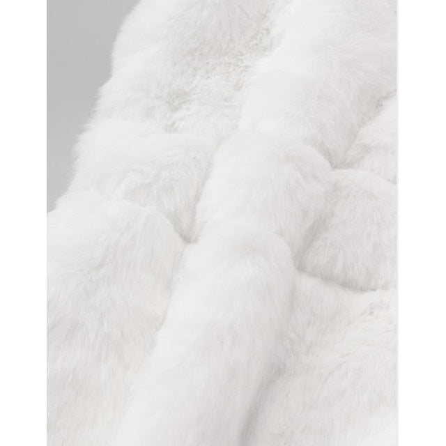 Coat Jacket White Faux Women's Fur Long Black Sherpa