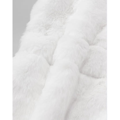 Coat Jacket White Faux Women's Fur Long Black Sherpa