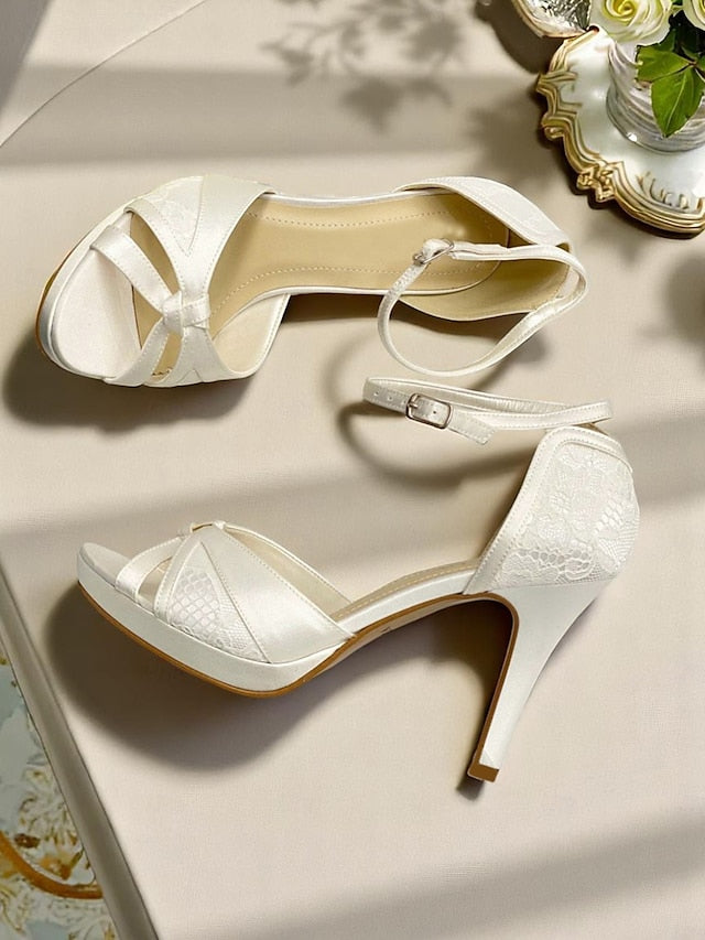 Heel Pink High Sandals Women's Elegant with Peep Toe Satin