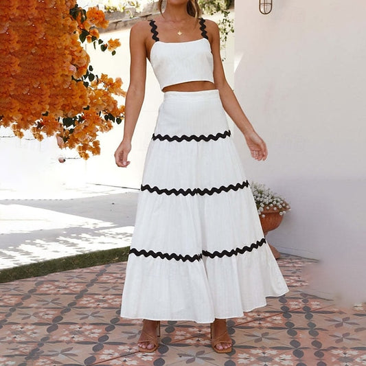 Women's Midi Dress White Dress Graduation Dress Two Piece