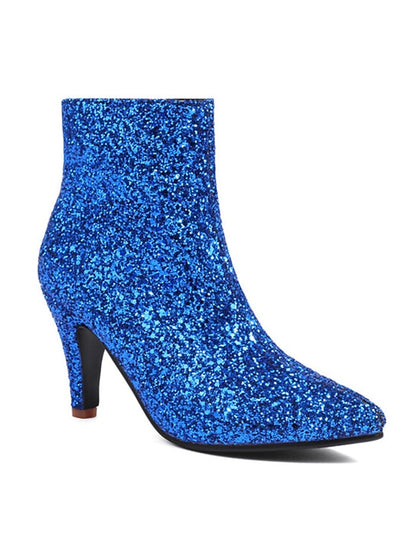 Red – High Women's Boots Heel Ankle Sparkly Glitter