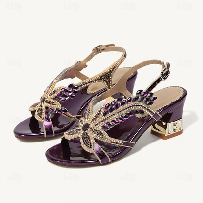 Women's Rhinestone Round Wedding Sandals Party Toe Shoes