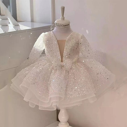 Girls' Dress Flower Long Sequin Kids Girl Party
