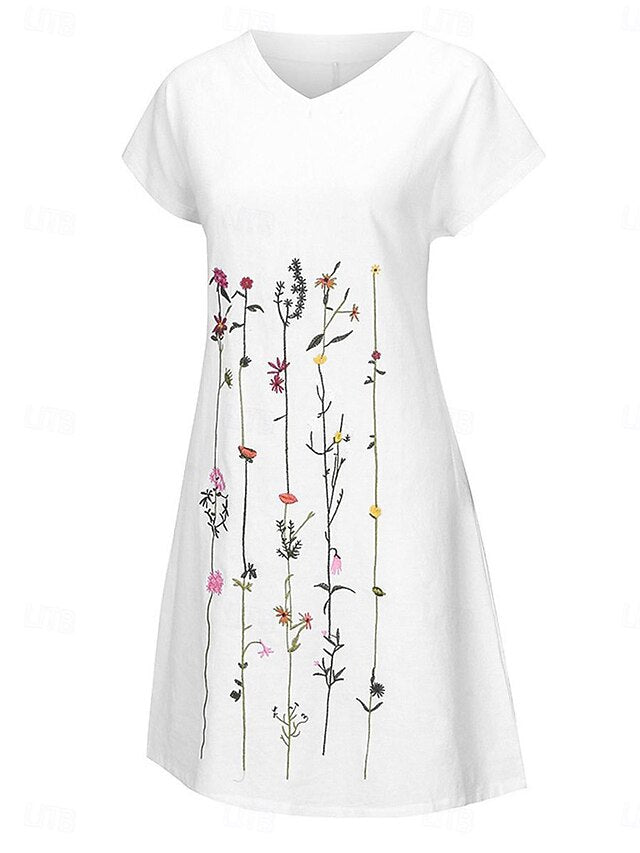 Women's Blue White Purple Summer Spring Midi Dress Faux