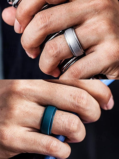– Men Ring Black Durable Matte Silicone for Comfortable