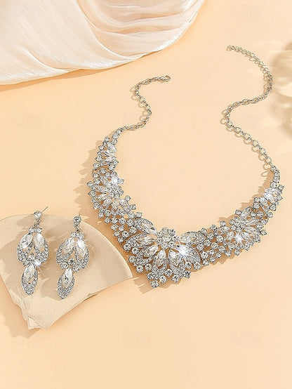Green Crystal Elegant Statement Set Jewelry Necklace –