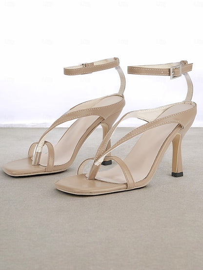 – Women's Sandals Elegant Stiletto Strappy White
