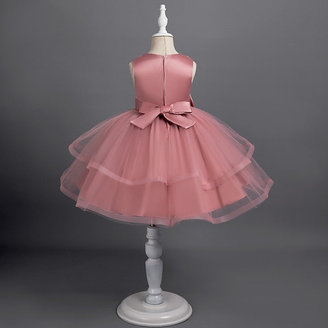 Sleeveless Party Color Dress Girls' Toddler Solid