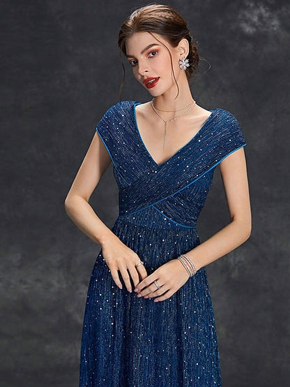 V Dress the Bride Mother Neck Party Elegant Floor of
