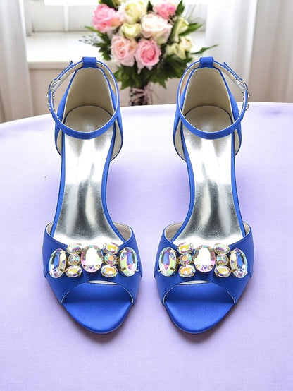 Ankle Women's Strap Satin Black with and Open Toe Heels