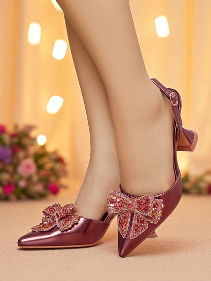 Pointed Gold Slingback - Metallic Toe High Women's Pumps