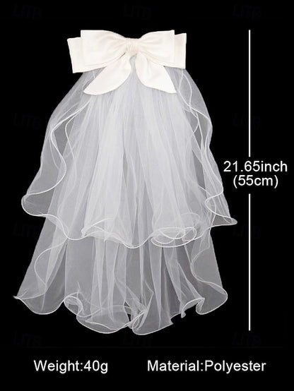 Satin Ivory Veil and Bridal - Elegant Ribbon Soft Tulle with
