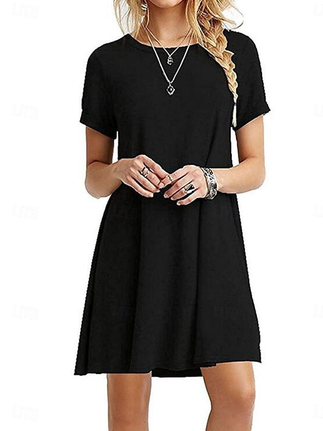 Women's Mini Dress T Shirt Dress Tee Dress Solid Color