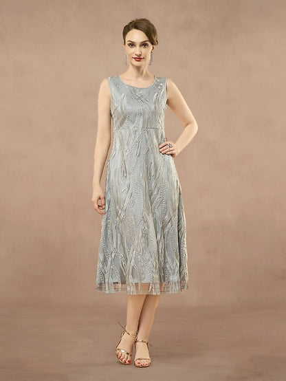 Elegant Pieces the of Mother Two A-Line Dress Neck Bride Jewel