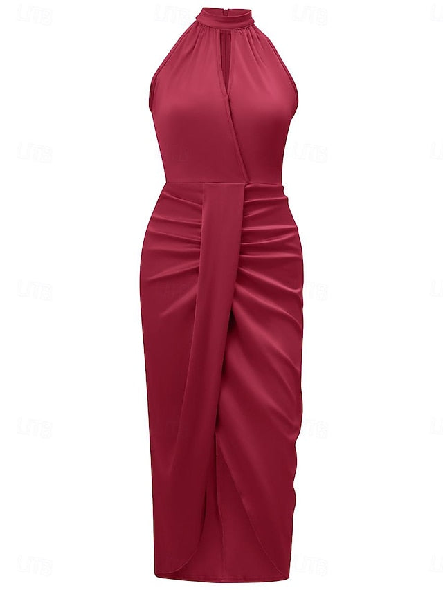Women's Casual Dress Midi Dress Ruched Wedding Party