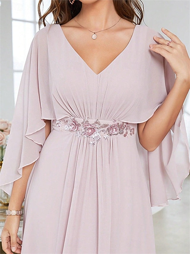 Mother Bride Elegant Dress V Neck the of Floor Party
