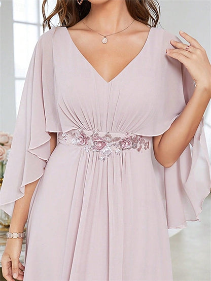 Mother Bride Elegant Dress V Neck the of Floor Party
