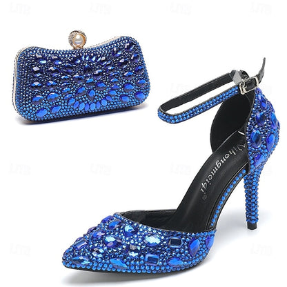 Multicolor Women's Wedding Rhinestone Shoes Heel High with