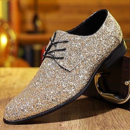 Men's Shoes Bold – Glitter Lace-up Party Purple Statement