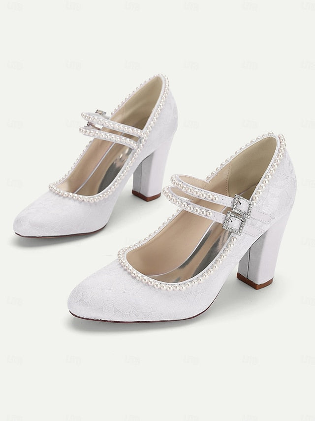 Lace Pearl Jane Women's Embellished - Purple Mary Heels